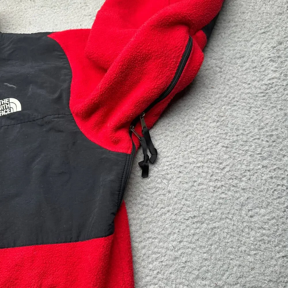 Vintage 90s The North Face Denali Fleece Red Jacket Mens Large Black Full Zip